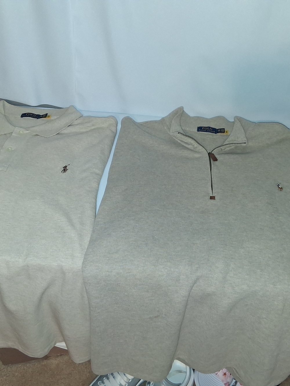 Polo by Ralph Lauren Beige Quarter-Zip Sweater and Polo Button Up